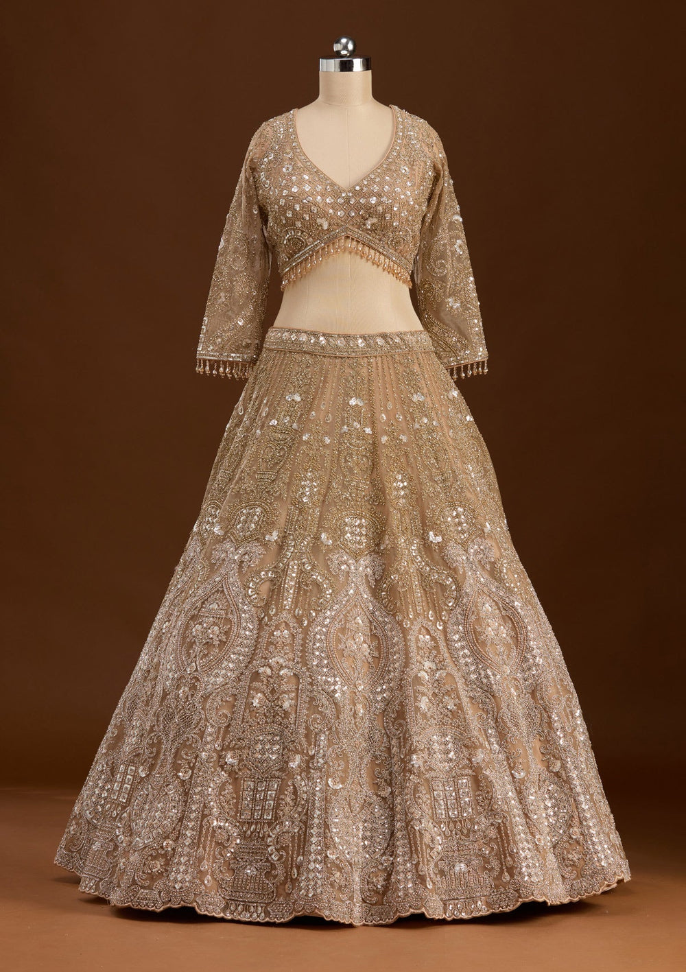 Gold Stonework (Gold) Net Readymade Lehenga-koskii