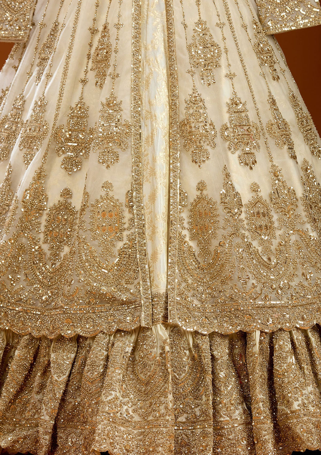 Gold Cording Net Readymade Lehenga