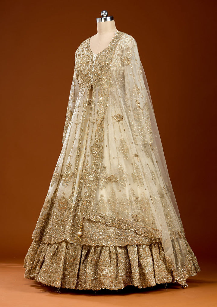 Gold Cording Net Readymade Lehenga