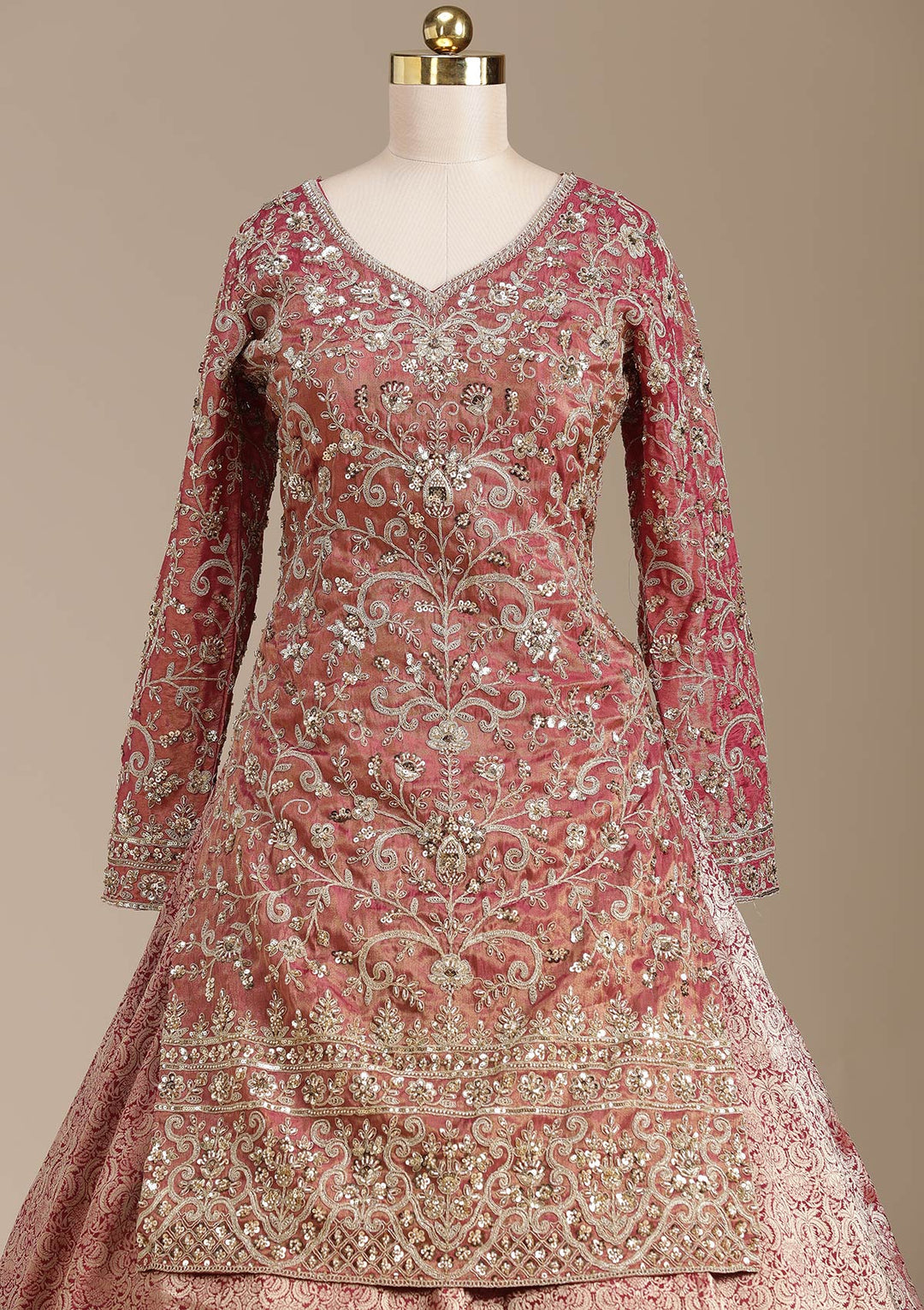 Maroon Cording Brocade Readymade Lehenga-koskii