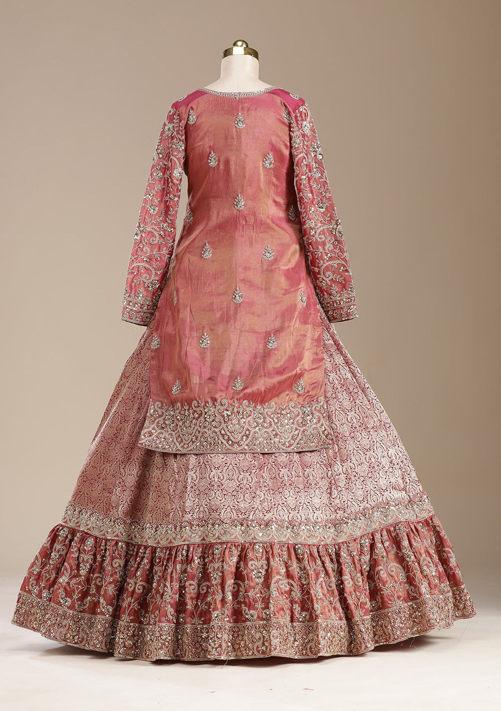 Maroon Cording Brocade Readymade Lehenga-koskii