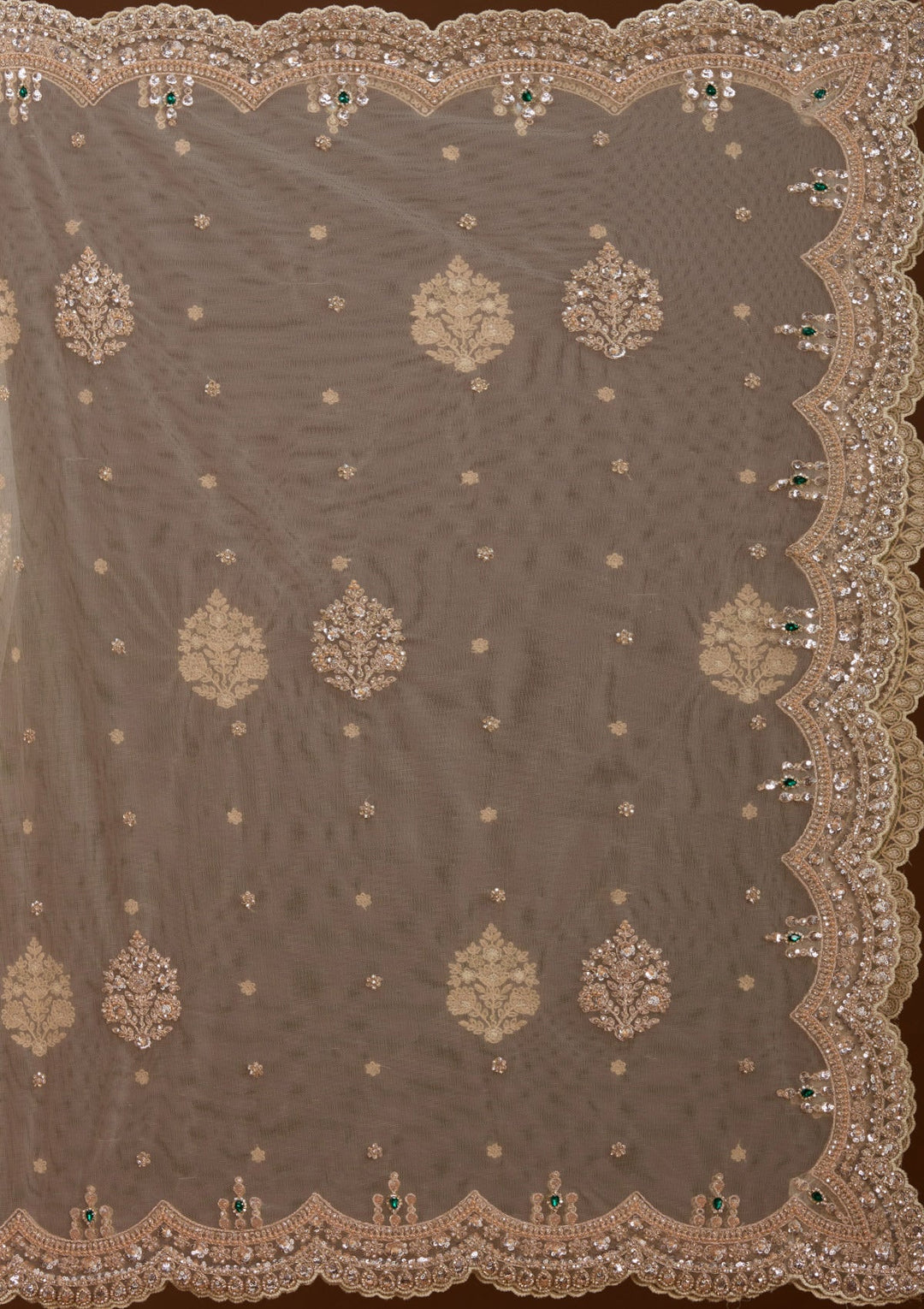 Off White Cording Net Readymade Lehenga-koskii