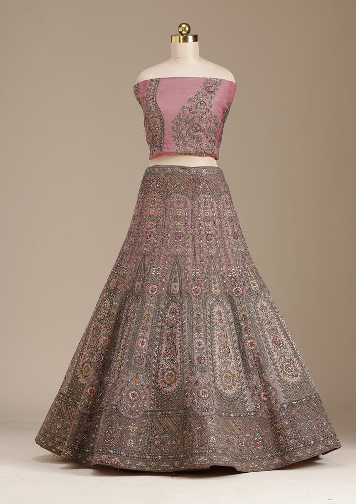 Pink Cording Net Readymade Lehenga-koskii