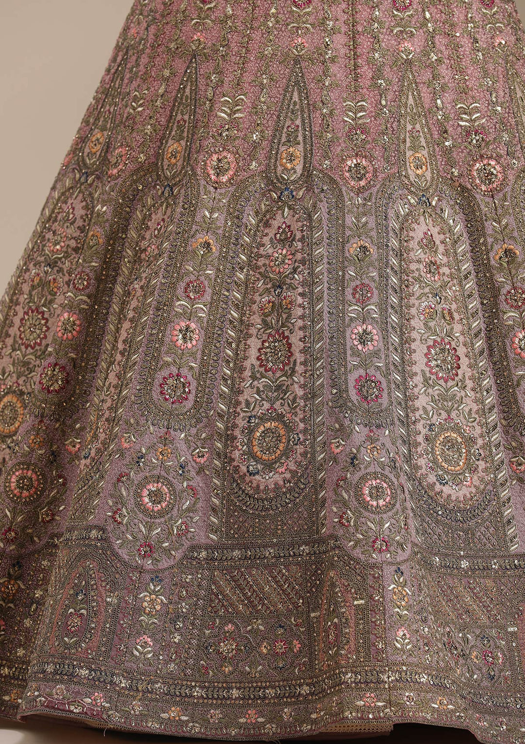 Pink Cording Net Readymade Lehenga-koskii