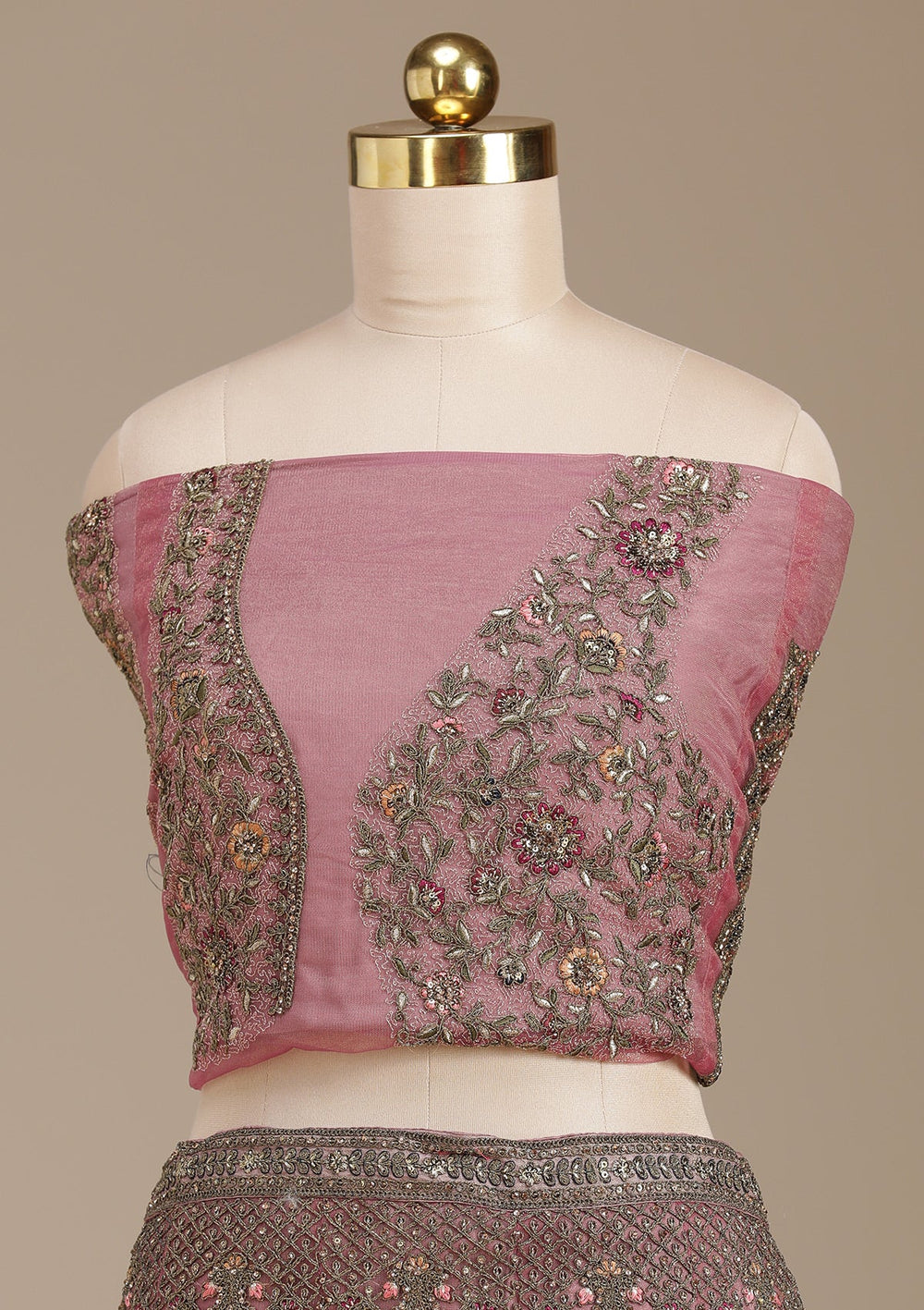 Pink Cording Net Readymade Lehenga-koskii