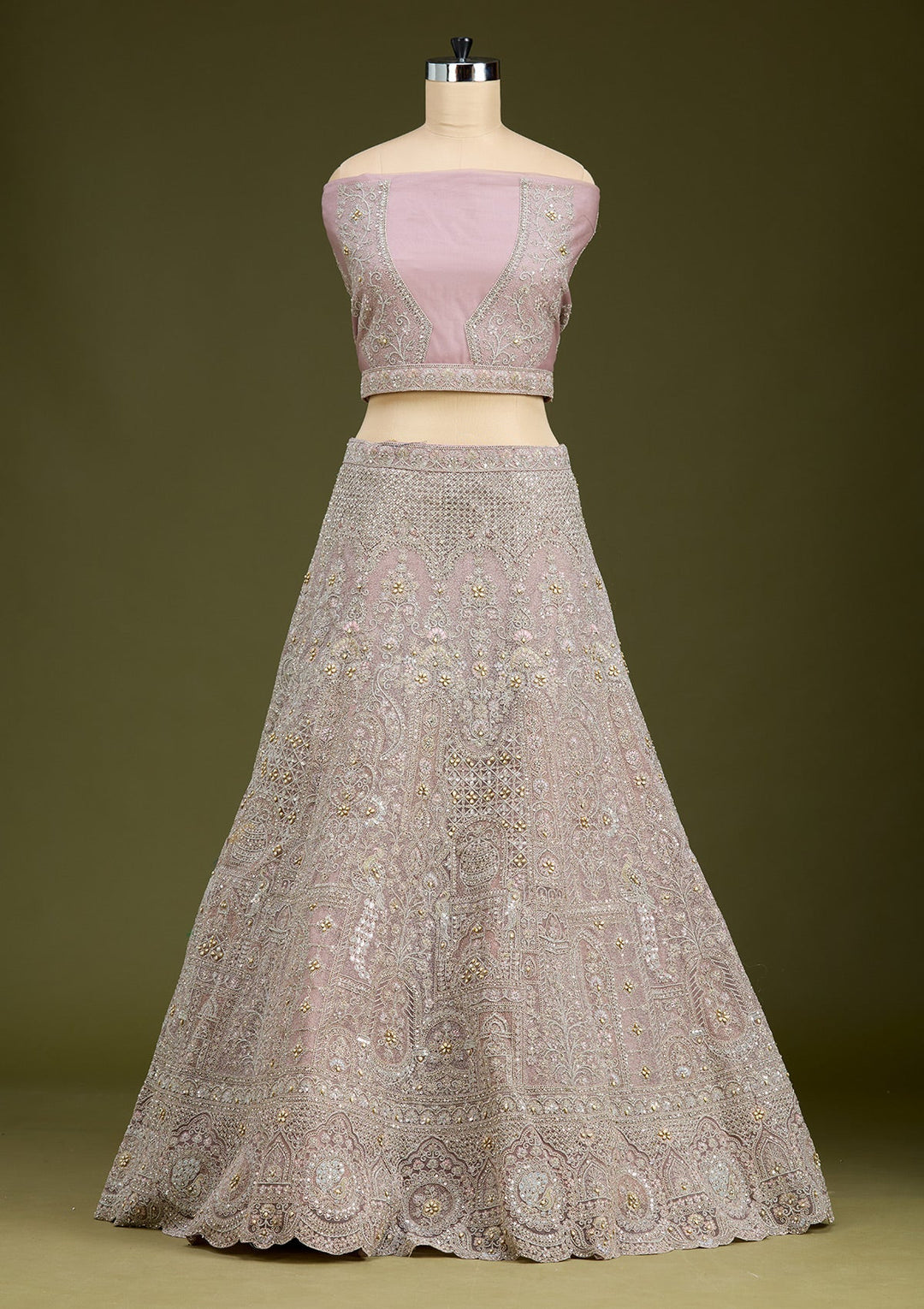 Light Lavender Cording Net Readymade Lehenga