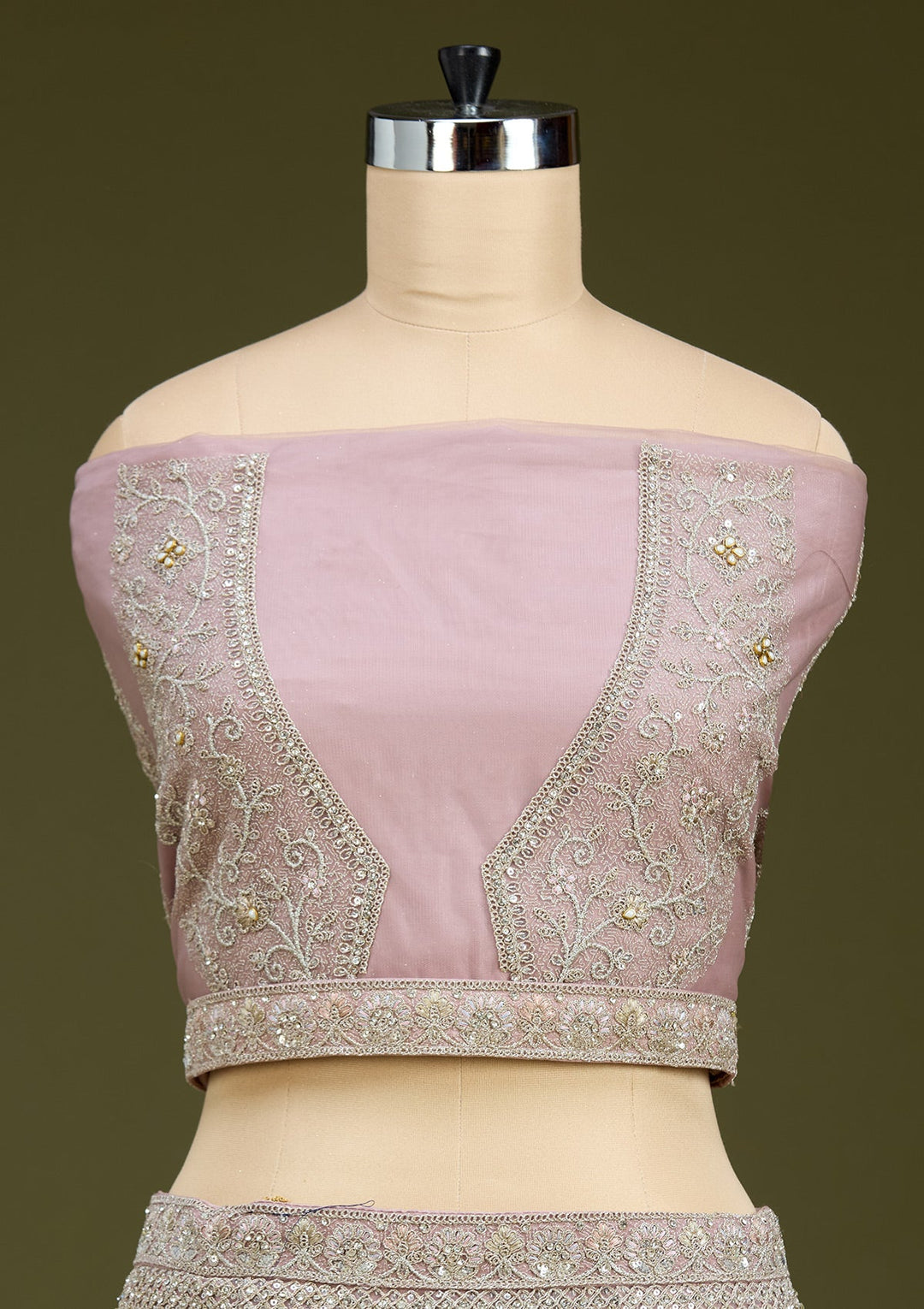 Light Lavender Cording Net Readymade Lehenga