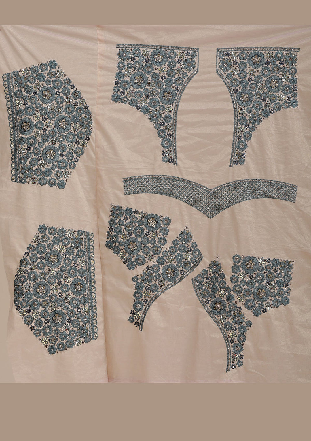 Beige Cording Net Readymade Lehenga-koskii