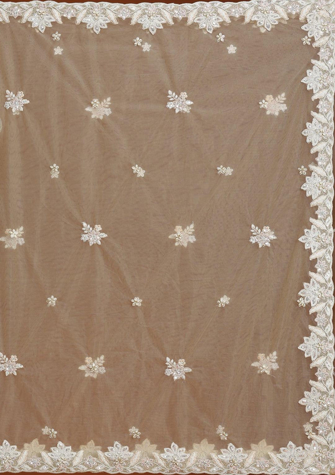 Off White Threadwork Net Readymade Lehenga-koskii