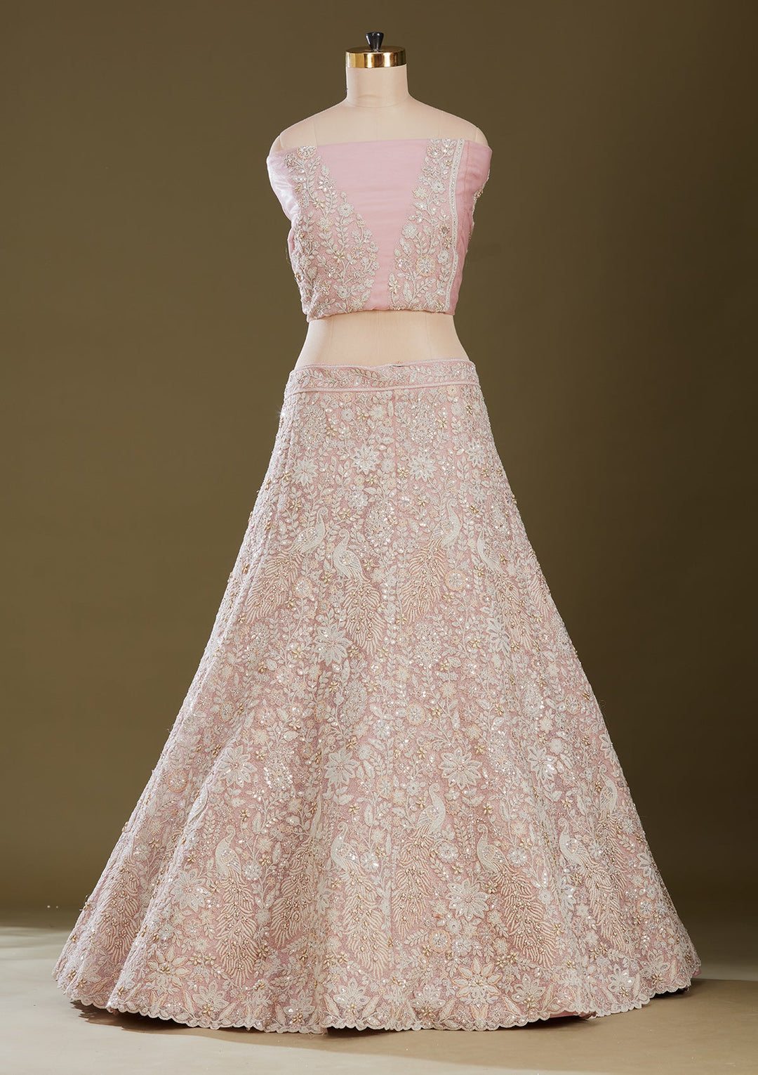 Pink Sequins Net Readymade Lehenga