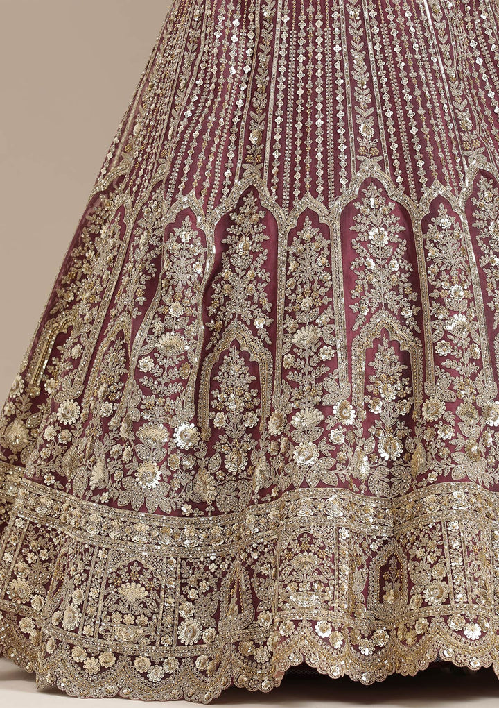 Onion Pink Sequins Net Readymade Lehenga-koskii