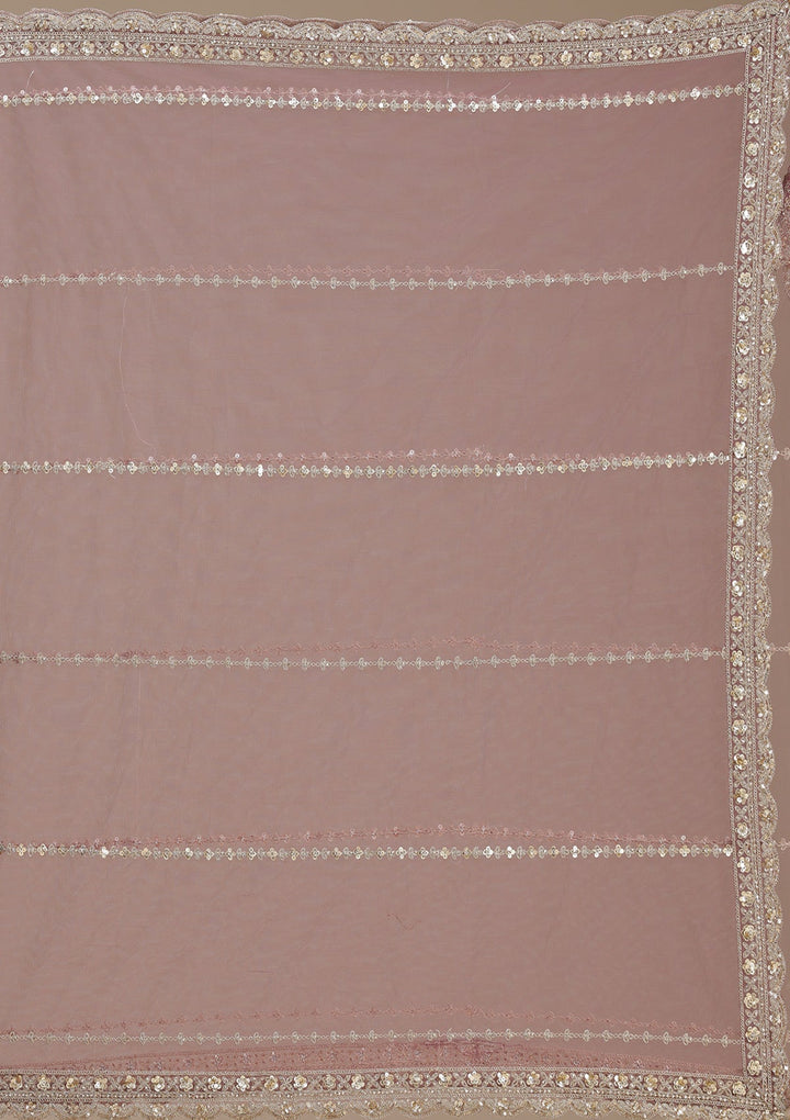 Onion Pink Sequins Net Readymade Lehenga-koskii