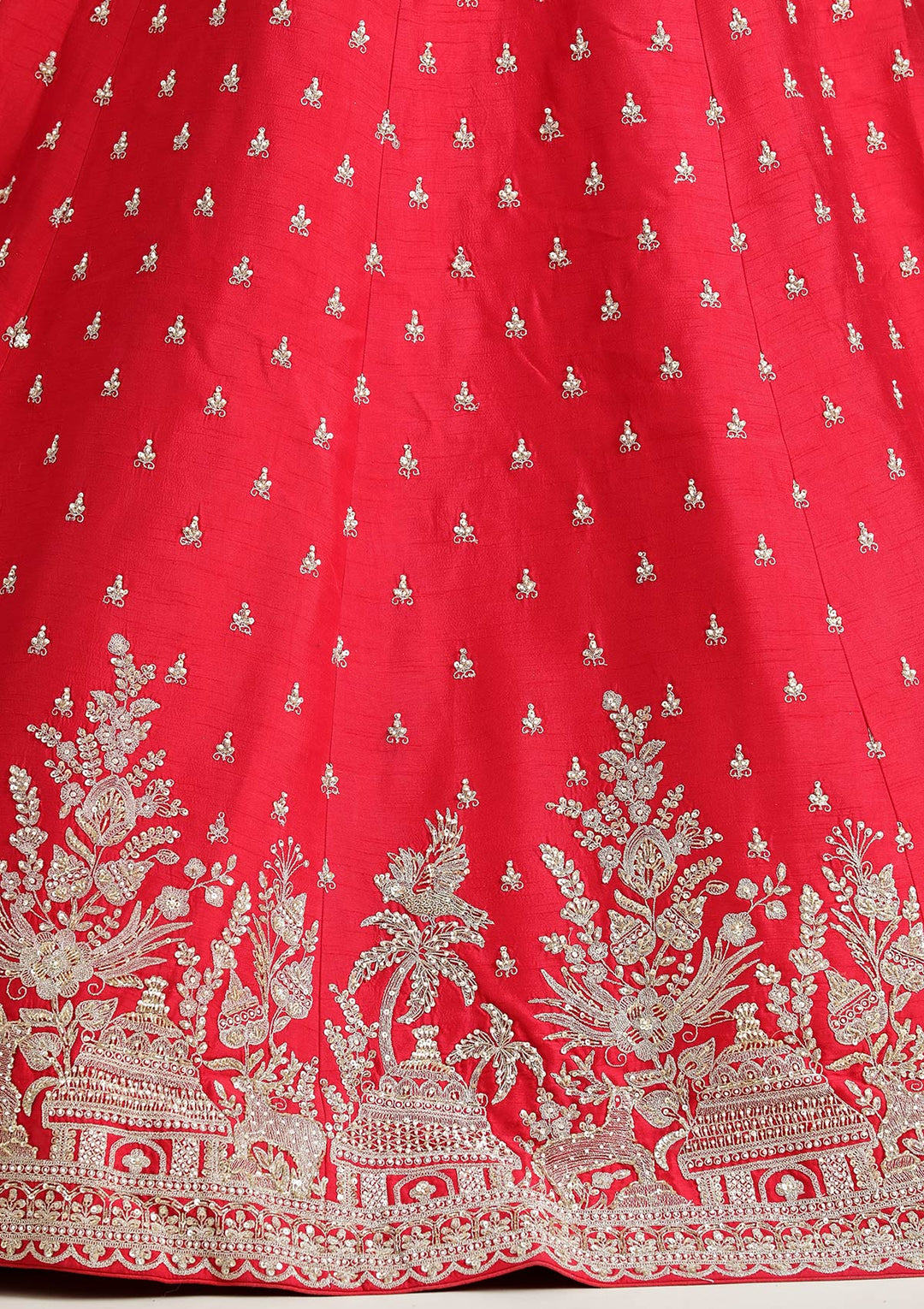 Red Zardozi (Gold) Raw Silk Readymade Lehenga-koskii