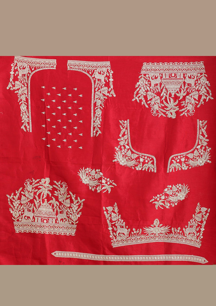 Red Zardozi (Gold) Raw Silk Readymade Lehenga-koskii