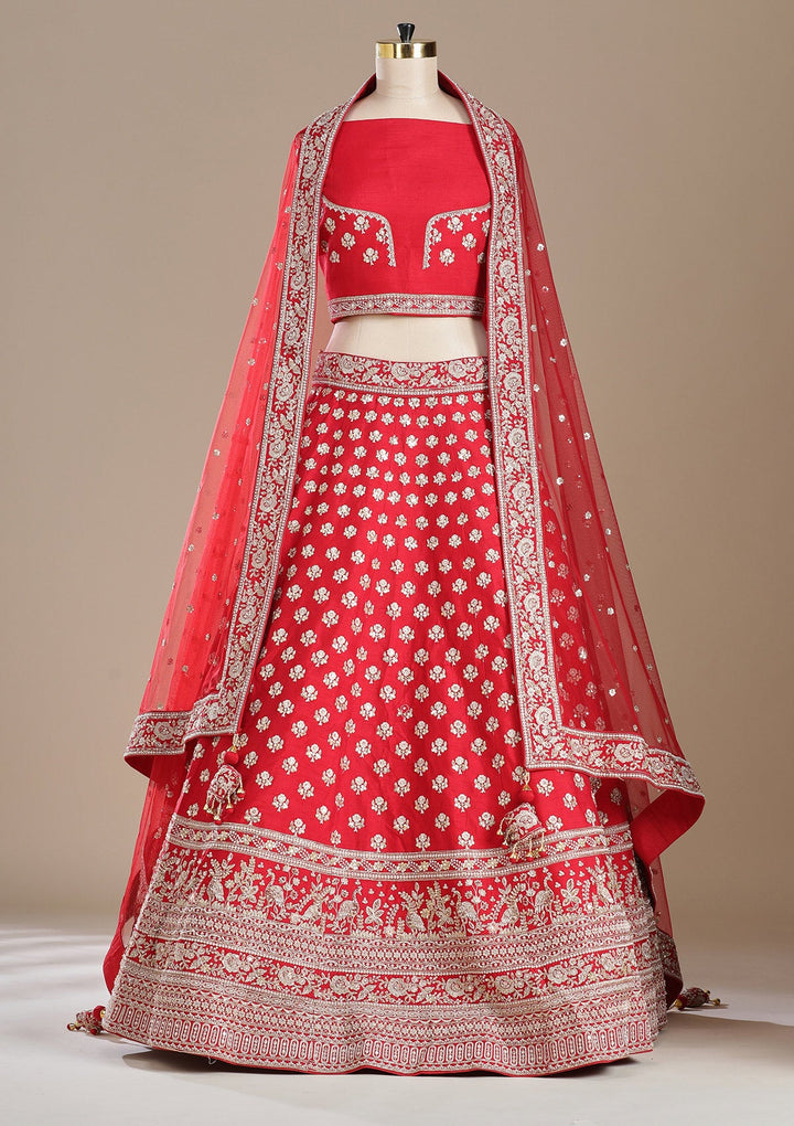 Maroon Zardozi (Gold) Raw Silk Readymade Lehenga-koskii