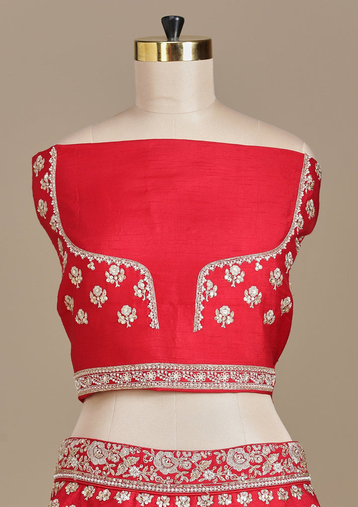 Maroon Zardozi (Gold) Raw Silk Readymade Lehenga-koskii