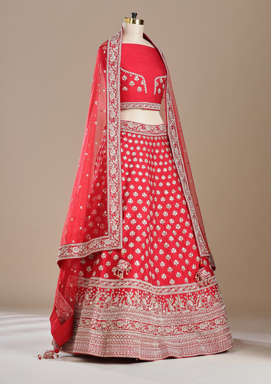 Maroon Zardozi (Gold) Raw Silk Readymade Lehenga-koskii