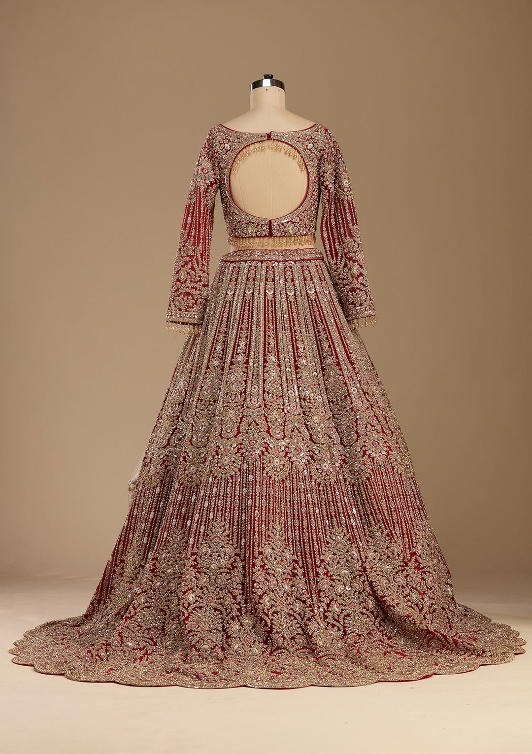 Maroon Sequins Net Readymade Lehenga-koskii