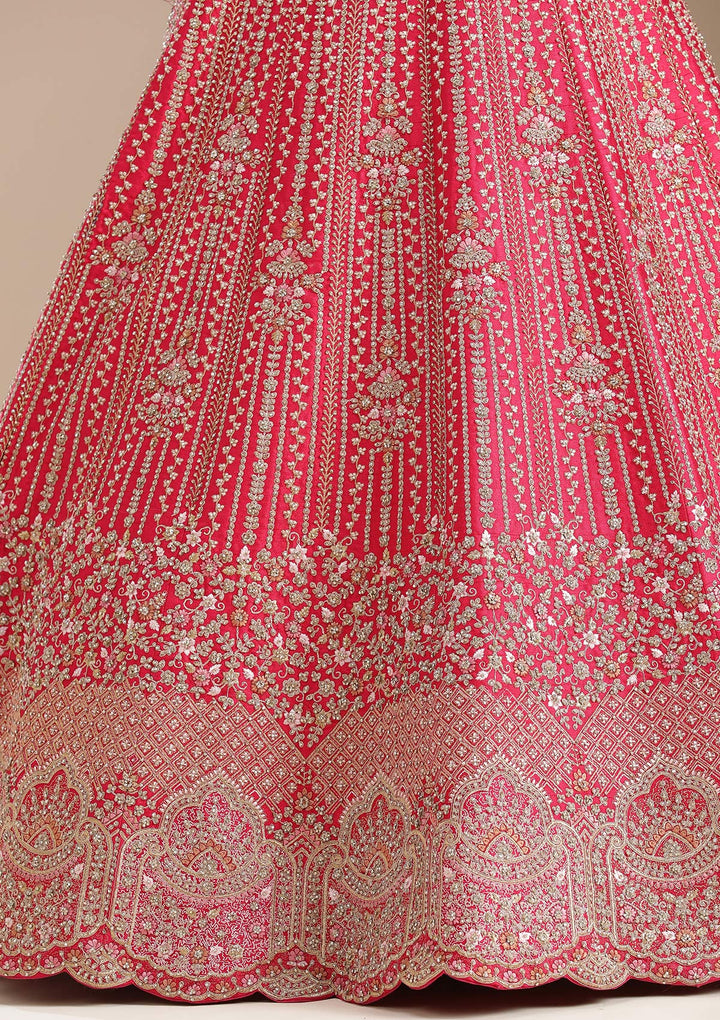 Rani Pink Cording Raw Silk Readymade Lehenga-koskii