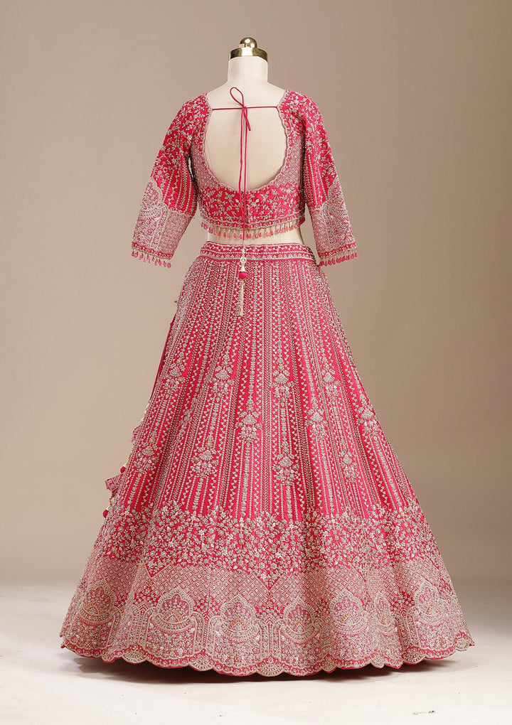 Rani Pink Cording Raw Silk Readymade Lehenga-koskii