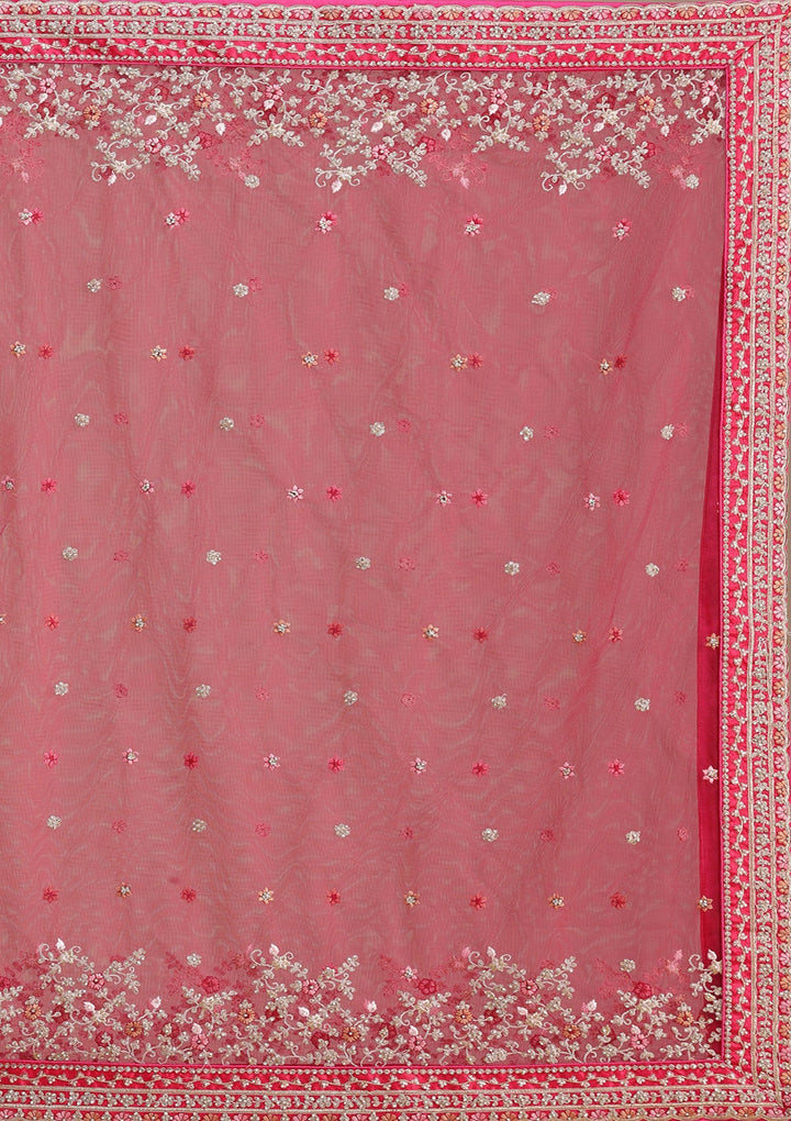 Rani Pink Cording Raw Silk Readymade Lehenga-koskii