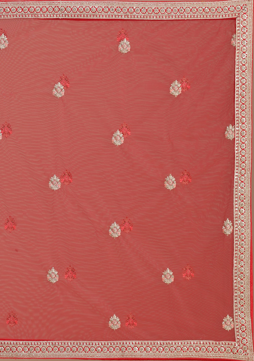 Red Cording Net Readymade Lehenga-koskii