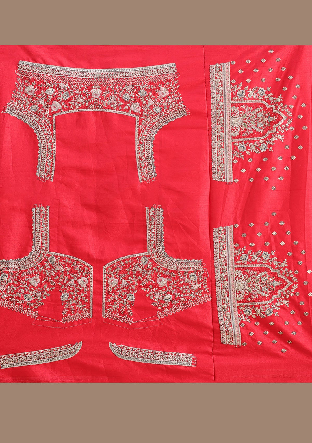Red Cording Net Readymade Lehenga-koskii