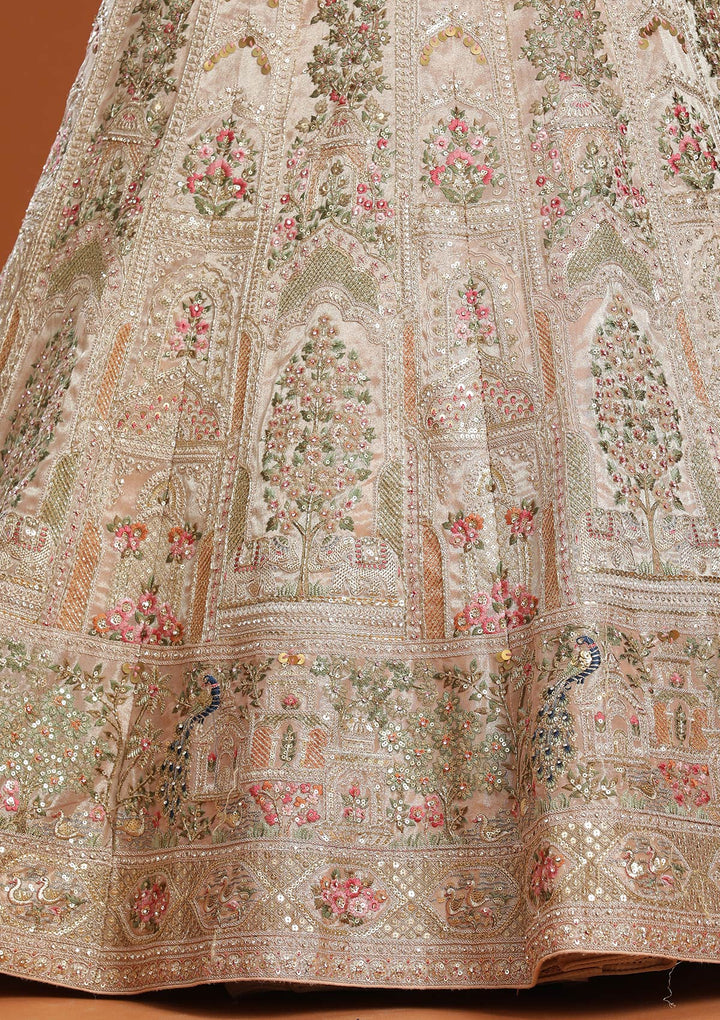 Beige Zariwork (Gold) Shimmer Readymade Lehenga