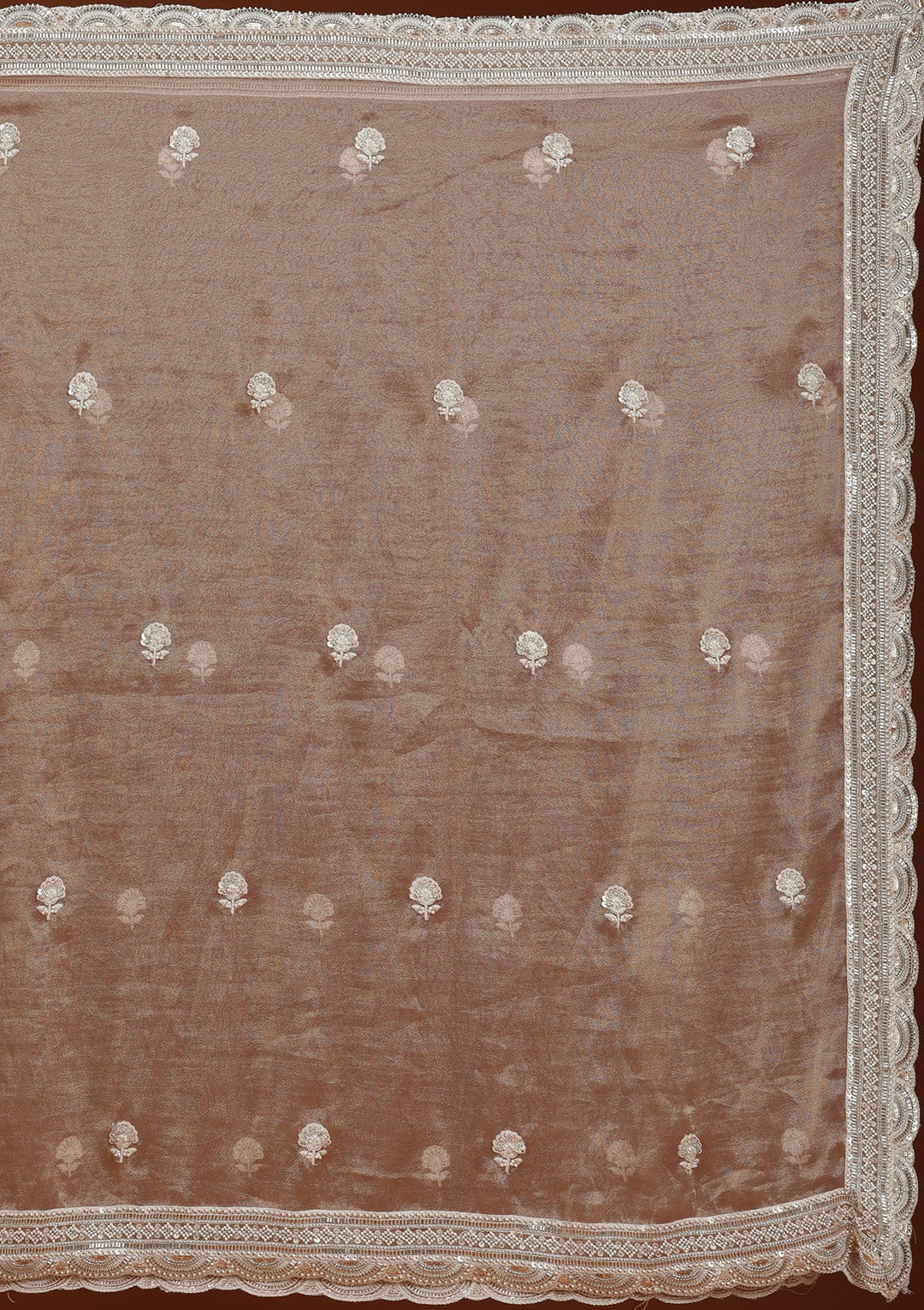 Pink Threadwork Organza Readymade Lehenga-koskii