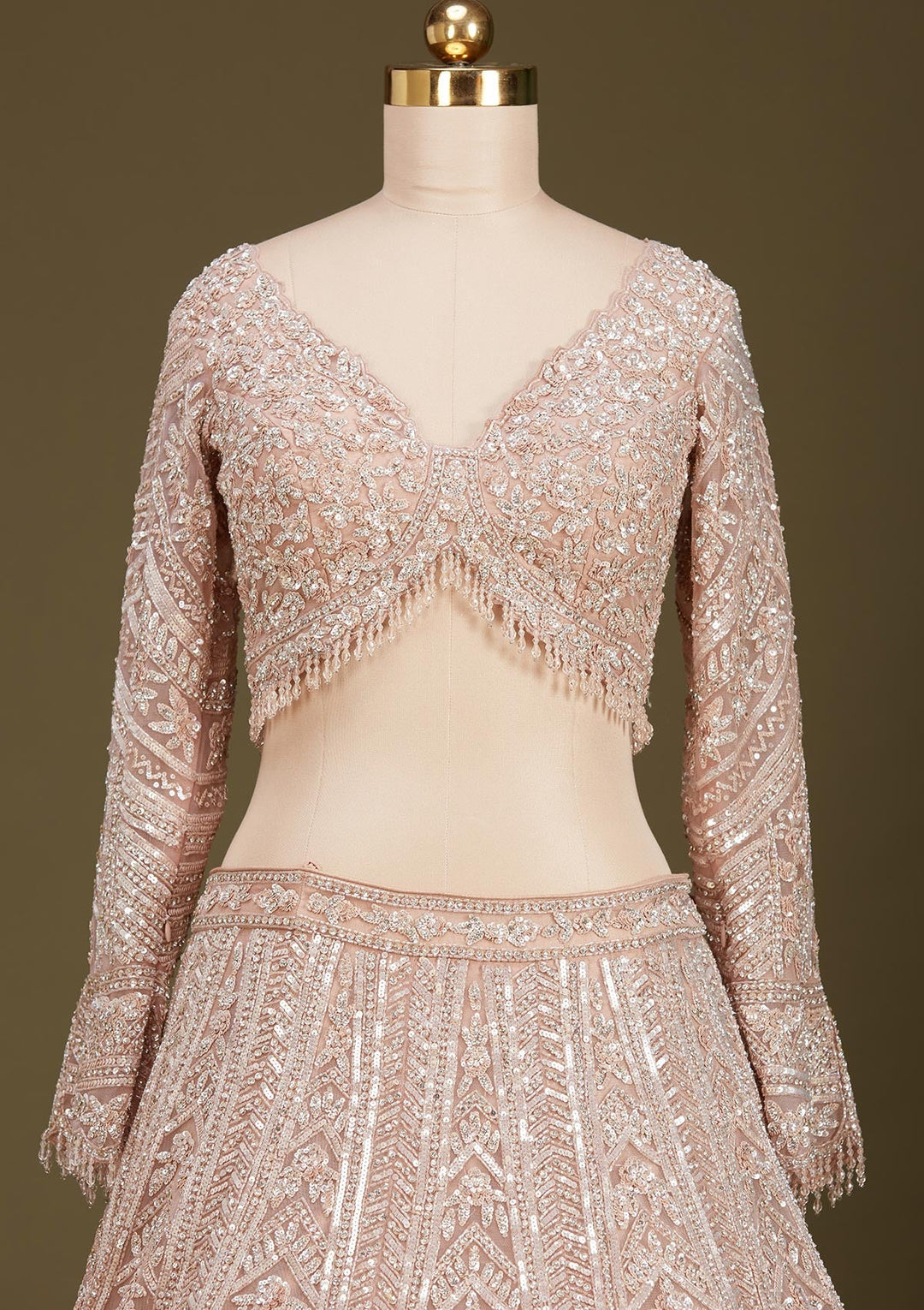 Gold Sequins Net Readymade Lehenga