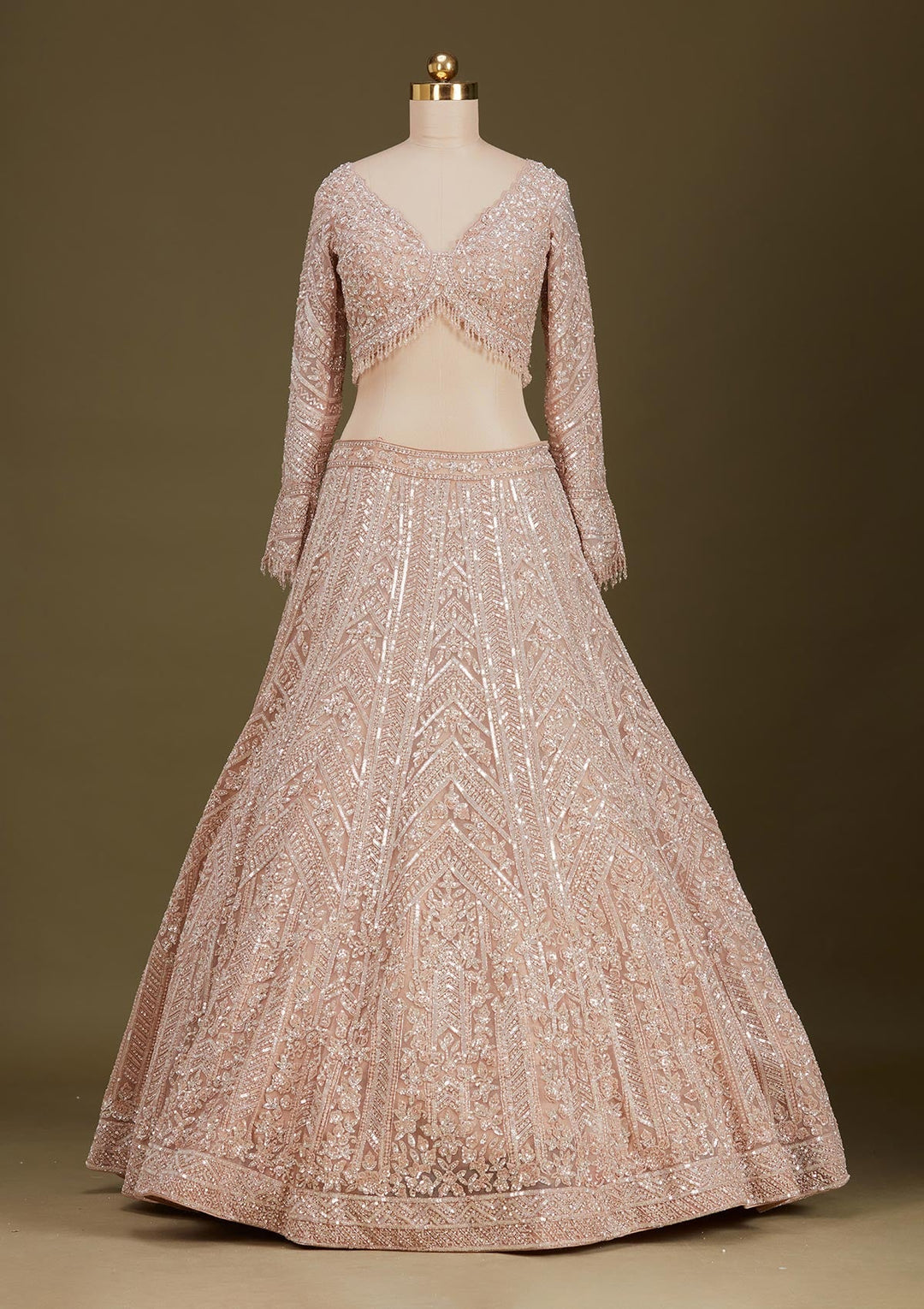 Gold Sequins Net Readymade Lehenga