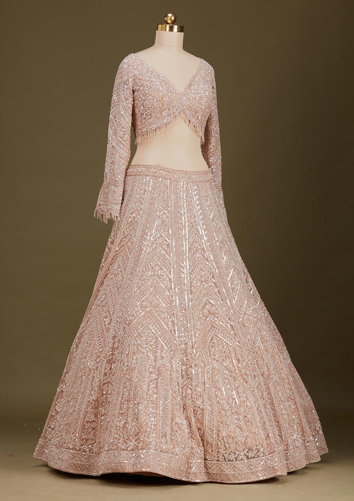 Gold Sequins Net Readymade Lehenga