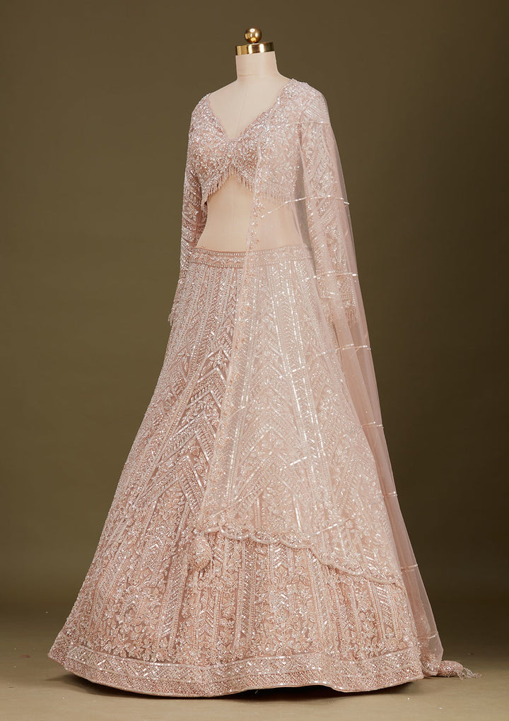 Gold Sequins Net Readymade Lehenga