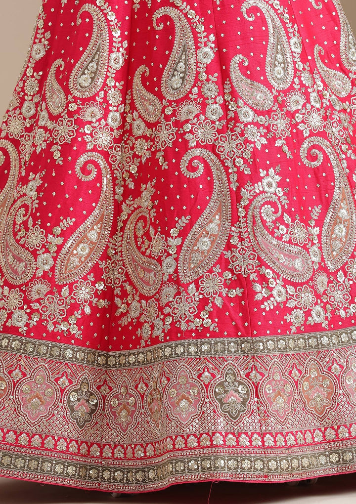 Rani Pink Cording Raw Silk Readymade Lehenga-koskii