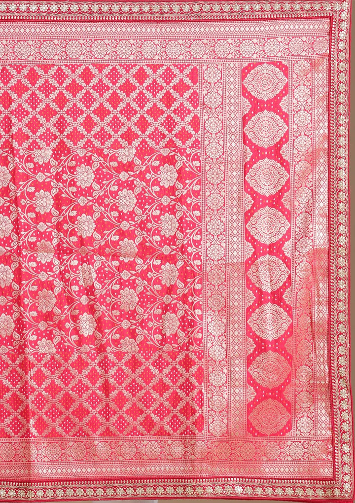 Rani Pink Cording Raw Silk Readymade Lehenga-koskii