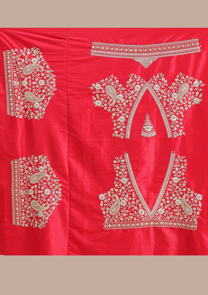 Red Cording Raw Silk Readymade Lehenga-koskii