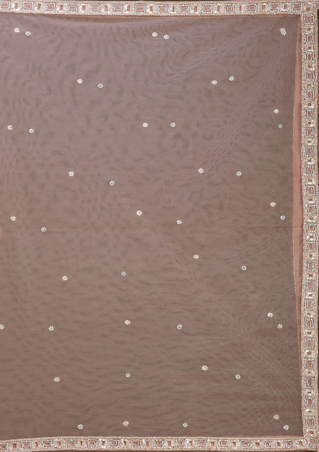 Beige Sequins Net Readymade Lehenga