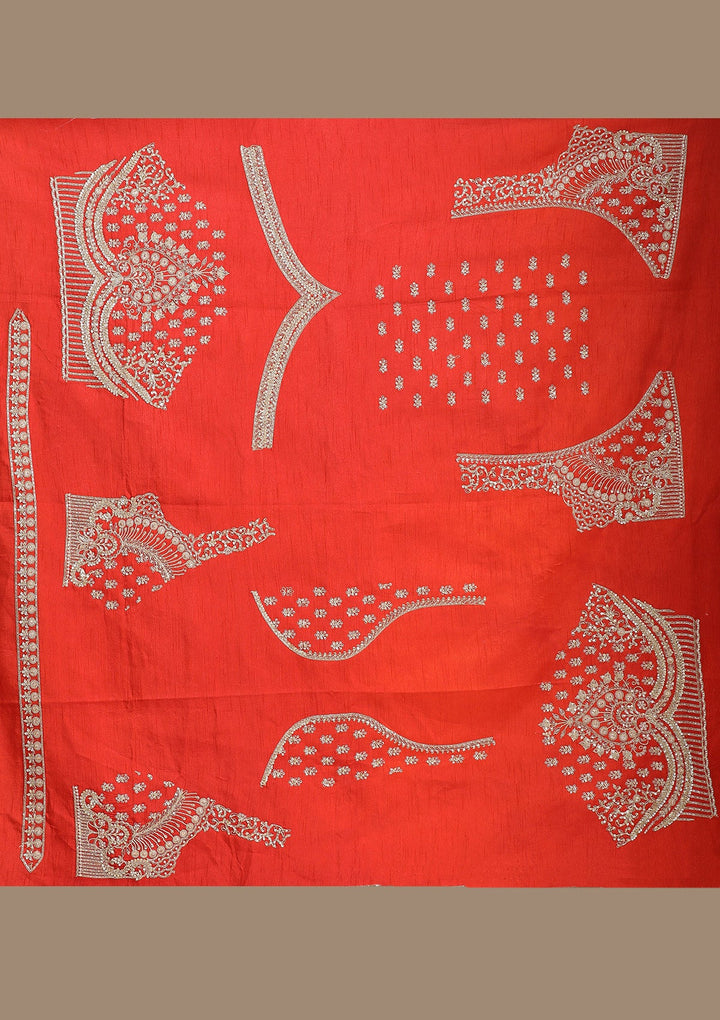 Rust Zardozi (Gold) Raw Silk Readymade Lehenga-koskii