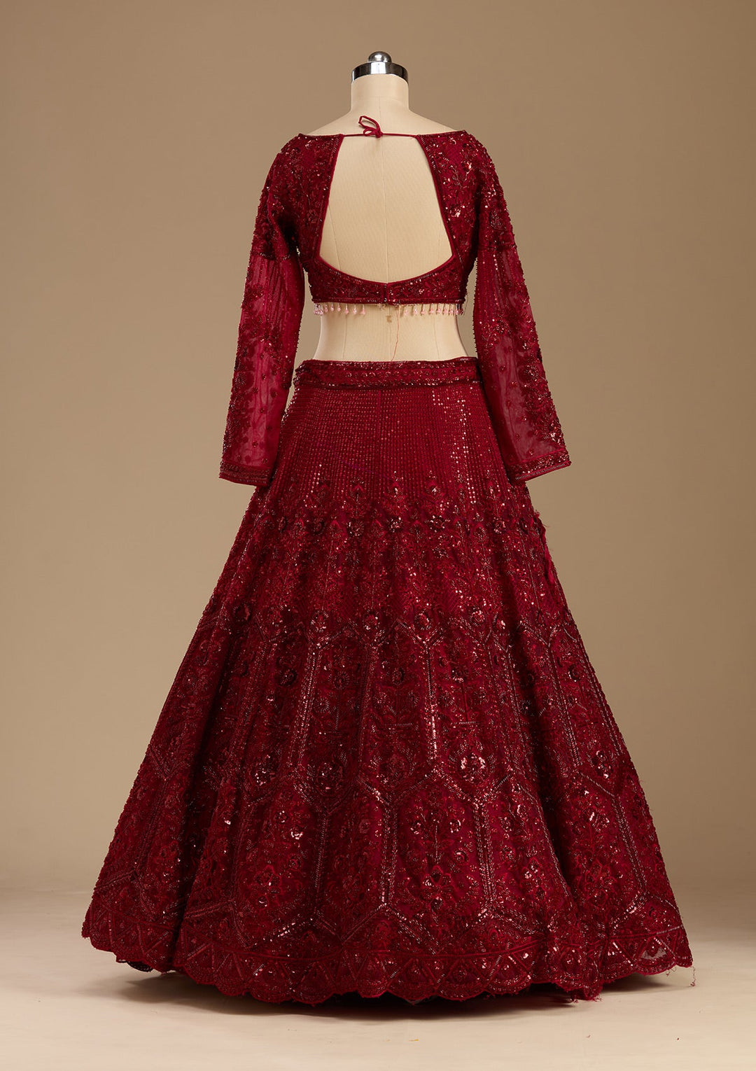 Maroon Cutdana Net Readymade Lehenga-koskii