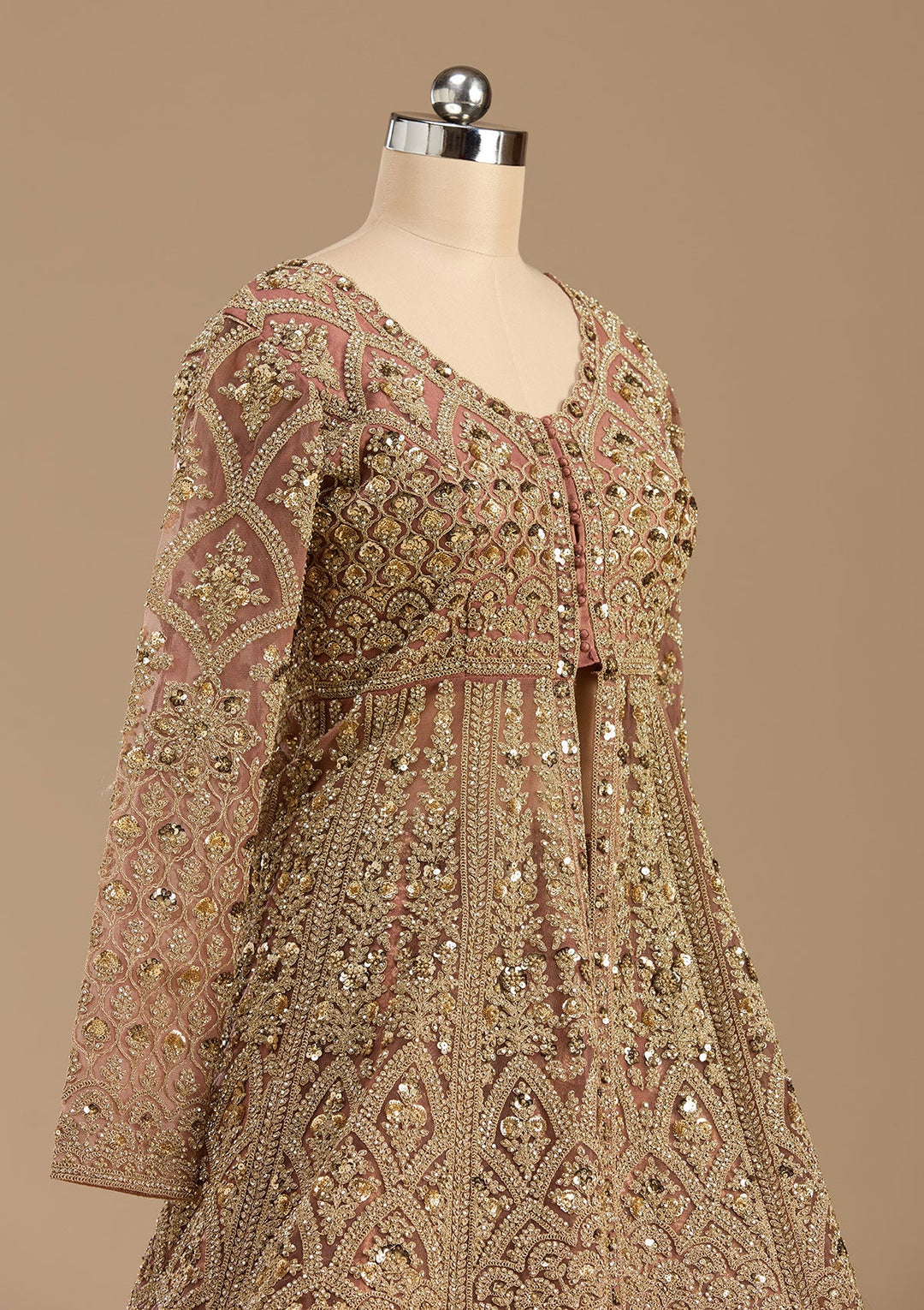 Onion Pink Cording Net Readymade Lehenga-koskii