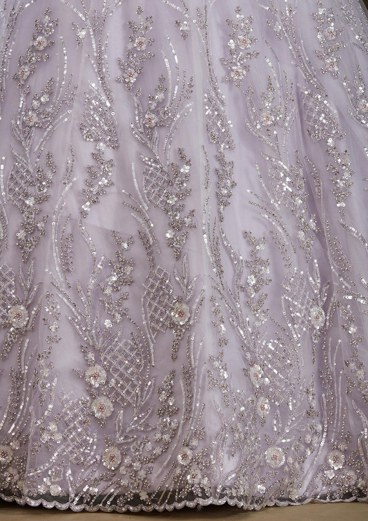 Light Lavender Sequins Net Readymade Lehenga
