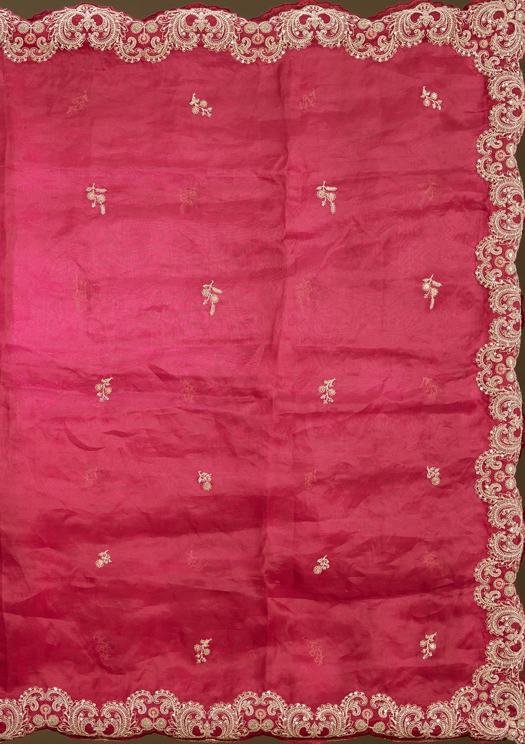 Dark Maroon Zardozi (Gold) Raw Silk Readymade Lehenga