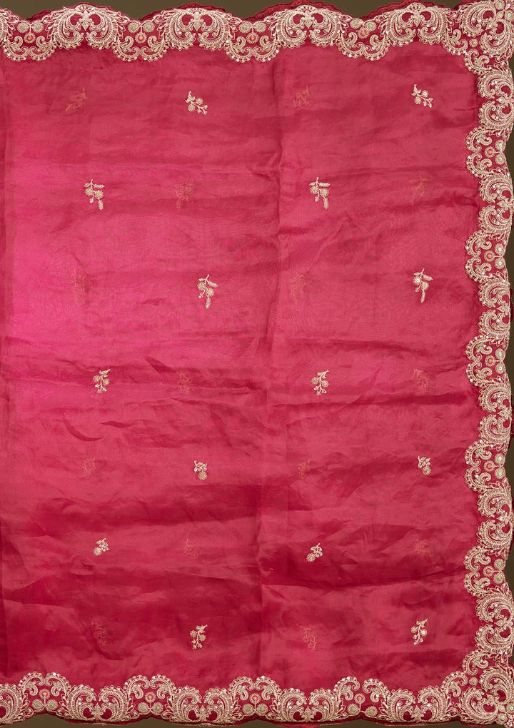 Dark Maroon Zardozi (Gold) Raw Silk Readymade Lehenga