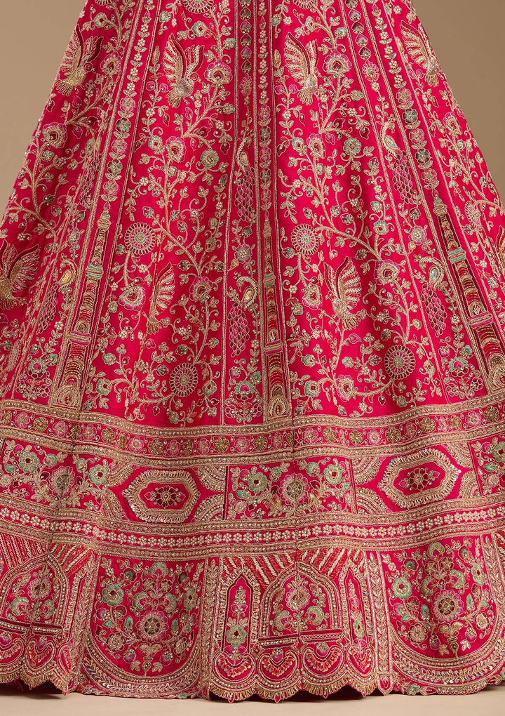 Rani Pink Cording Raw Silk Readymade Lehenga-koskii