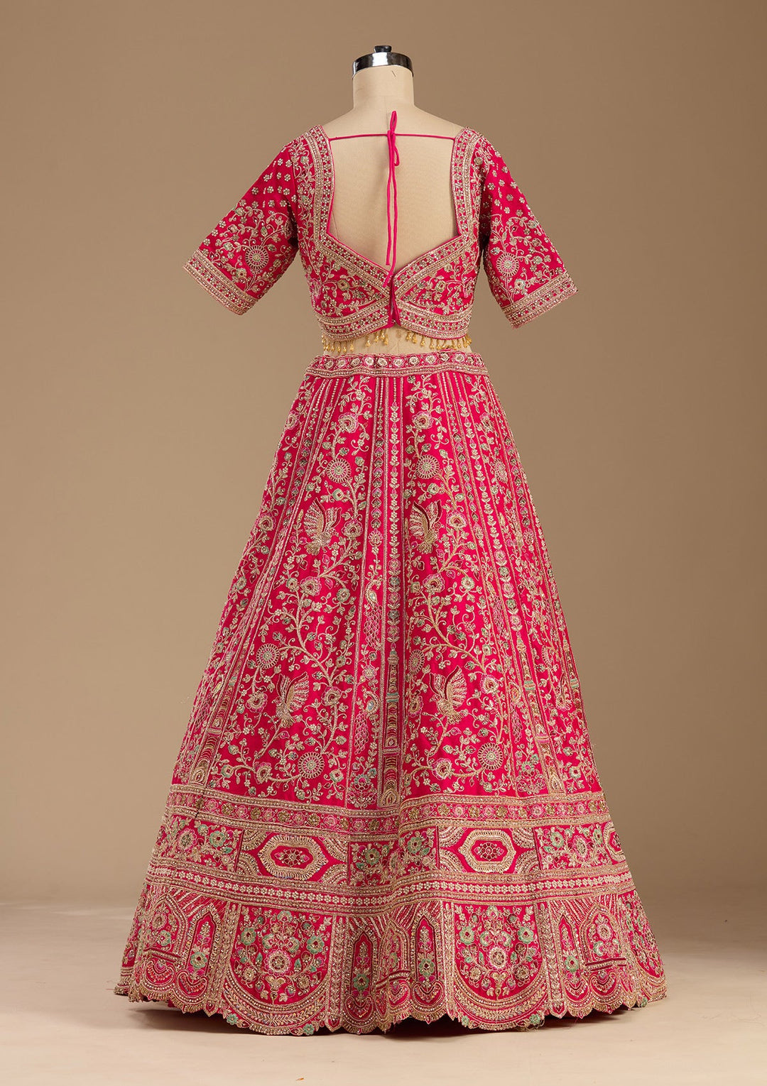 Rani Pink Cording Raw Silk Readymade Lehenga-koskii
