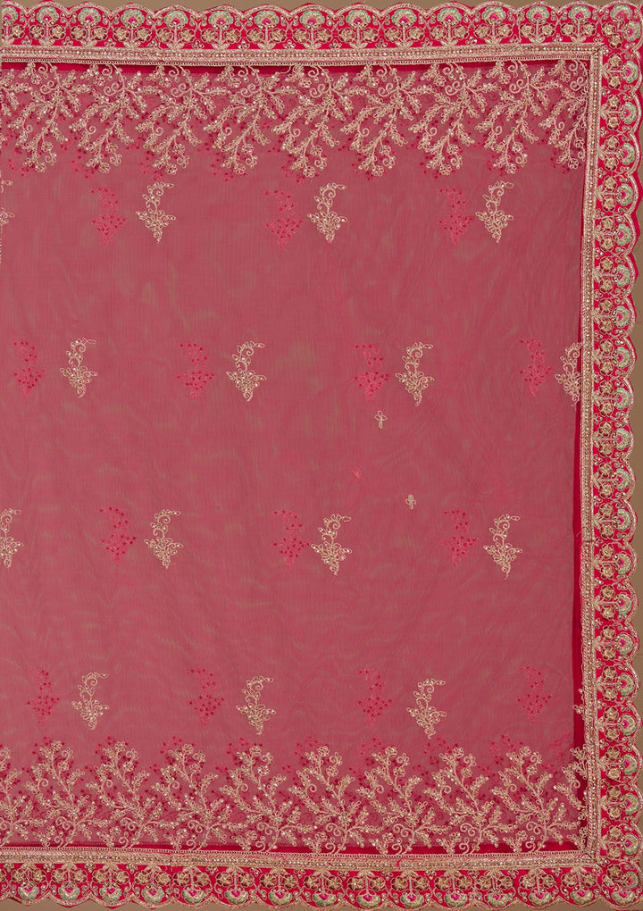 Rani Pink Cording Raw Silk Readymade Lehenga-koskii