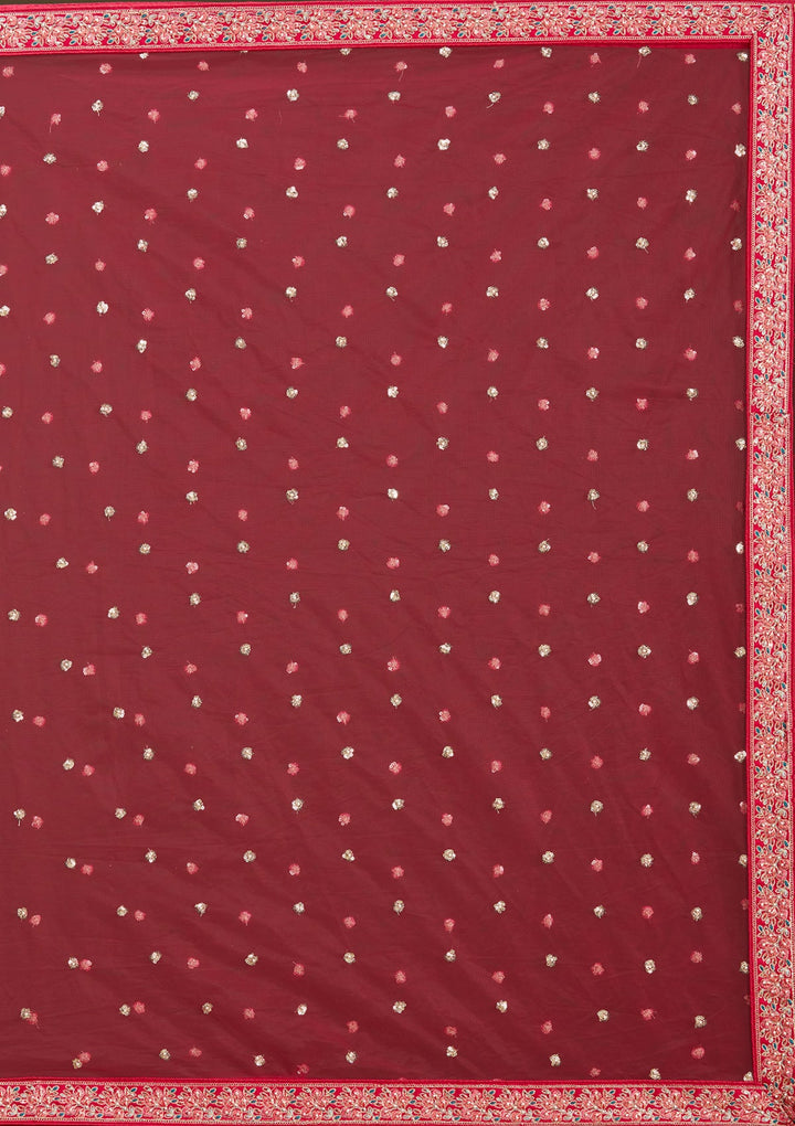 Rani Pink Cording Raw Silk Readymade Lehenga