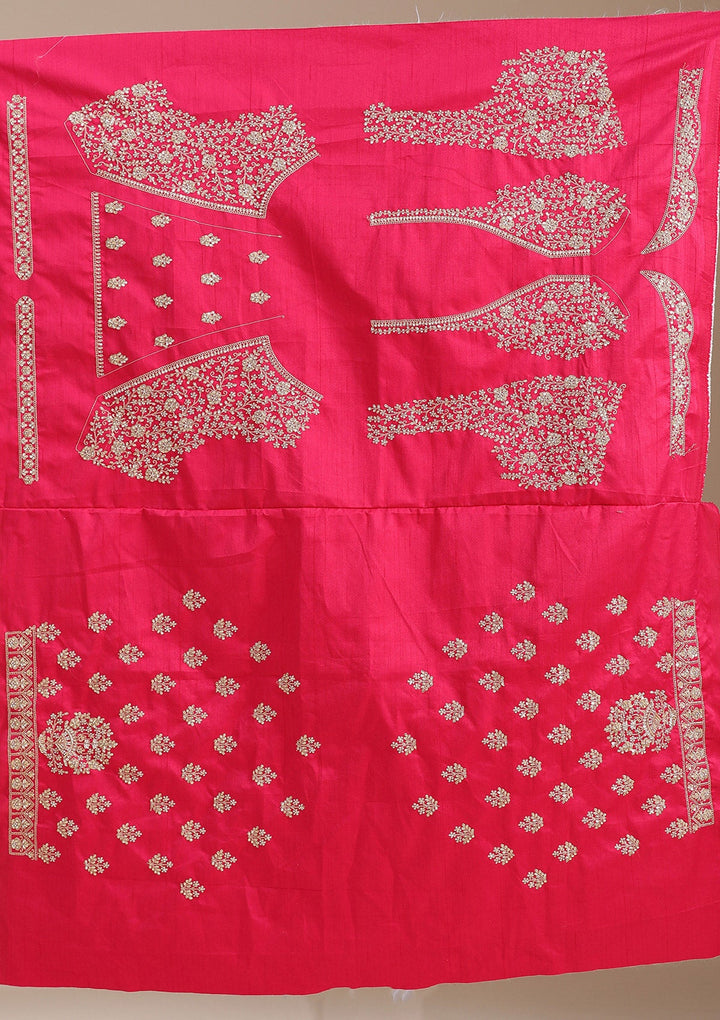 Rani Pink Cording Raw Silk Readymade Lehenga-koskii