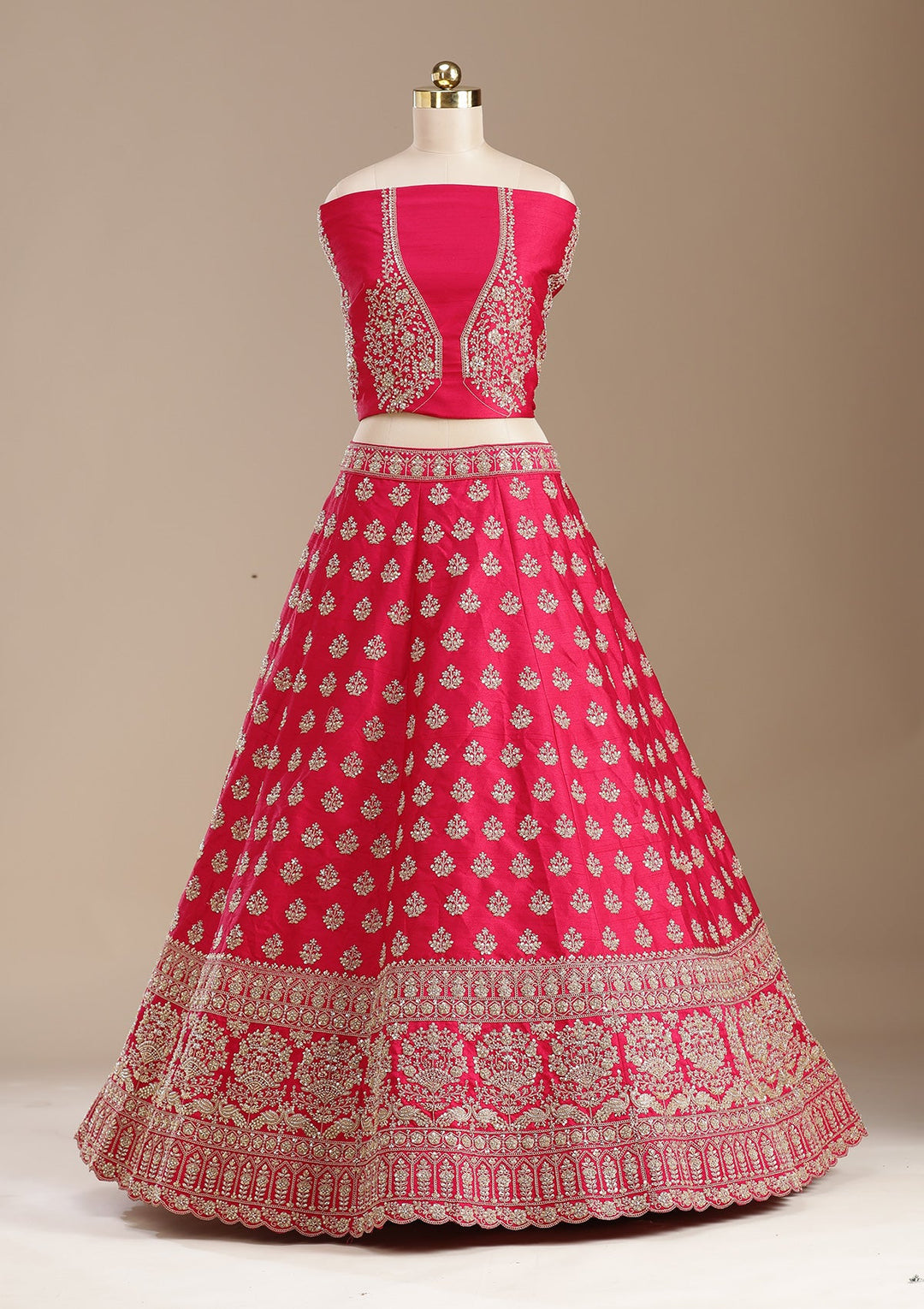 Rani Pink Cording Raw Silk Readymade Lehenga-koskii