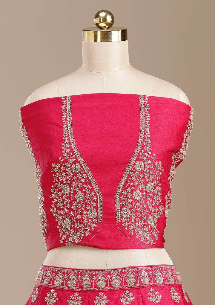 Rani Pink Cording Raw Silk Readymade Lehenga-koskii